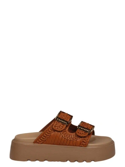 Casadei Birky Ale Slides Sandals In Brown