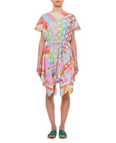 Pucci Cotton Popeline Dress In Multicolor