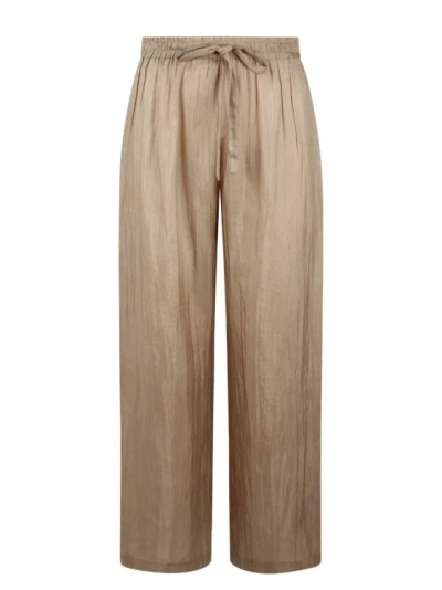 The Rose Ibiza Silk Trousers In Brown