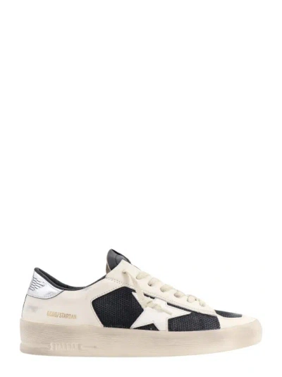 Golden Goose Mesh And Leather Sneakers With Laminated Detail In White