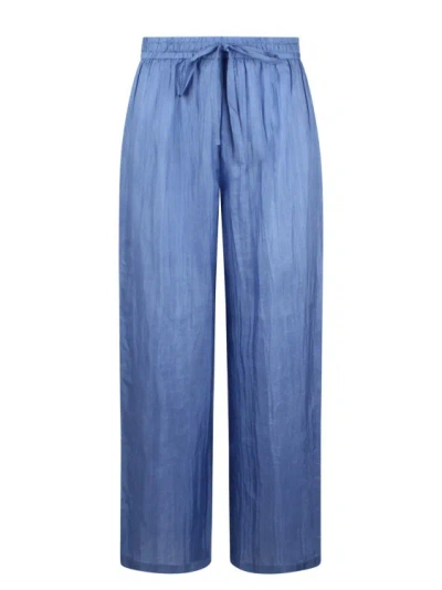 The Rose Ibiza Silk Trousers In Blue