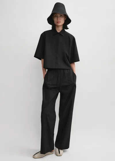 Totême Cropped Cotton-poplin Shirt Black