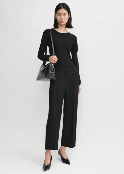 Totême Straight Cropped Trousers Black
