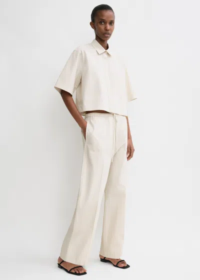Totême Cotton Drawstring Trousers Stone In Neutral