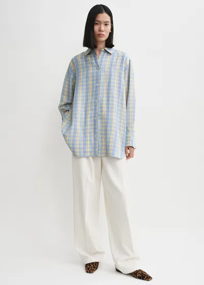 Totême Relaxed Linen-blend Shirt Madras Check In Blue