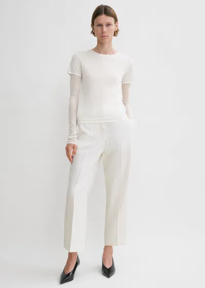 Totême Straight Cropped Trousers Off-white In Brown
