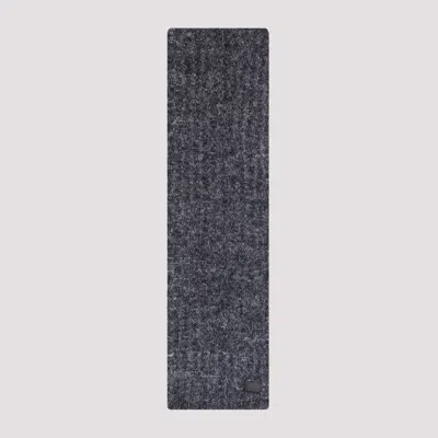 Saint Laurent Anthracite Echarpe Maille Wool Scarf In Grey
