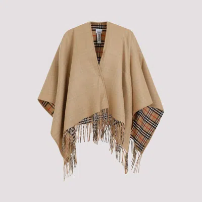 Burberry Beige Check-pattern Reversible Wool Cape In Neutral