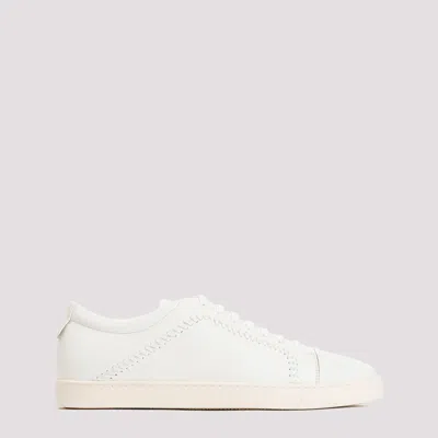 Giorgio Armani Beige Lamb Leather Sneakers In White