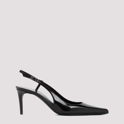 Saint Laurent Black Brushed Calf Leather Hacker 70 Slingback