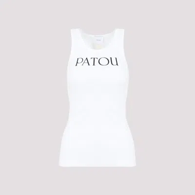 Patou Black Cotton Tank Top With Logo