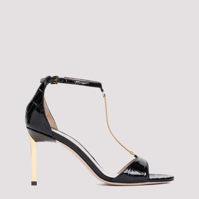 Tom Ford 85 Croc-embossed Leather Sandals In Black