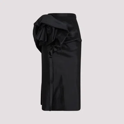 Maison Margiela Black Draped Midi Skirt
