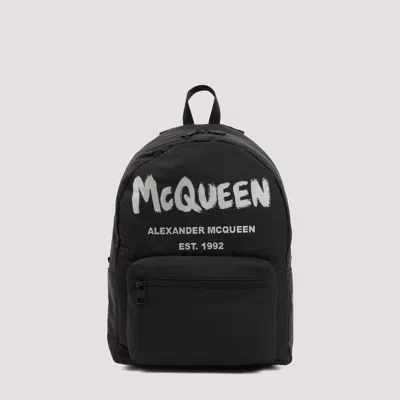 Alexander Mcqueen Metropolitan Graffiti Backpack In Black
