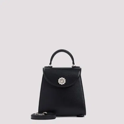 Simone Rocha Black Grained Leather Mini Valentine Bag