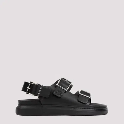 Alexander Mcqueen Hybrid Double Buckle Sandals In Black