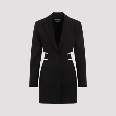 Jacquemus Black La Robe Bari Wool Mini Dress