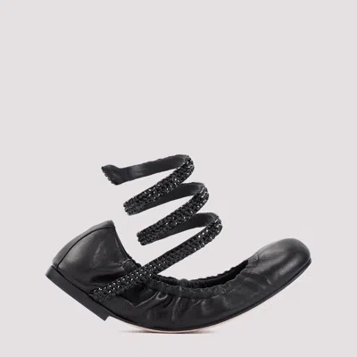 René Caovilla Cleo Crystal-embellished Ballerina Shoes In Black