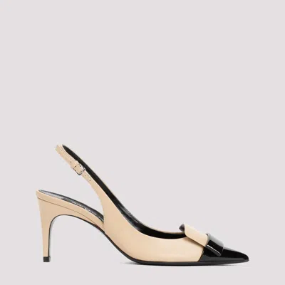 Sergio Rossi Sr1 75mm Slingback Leather Pumps In Nude & Neutrals