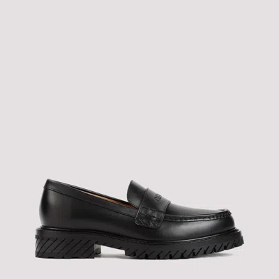 Off-white Black Leather Military Loafer