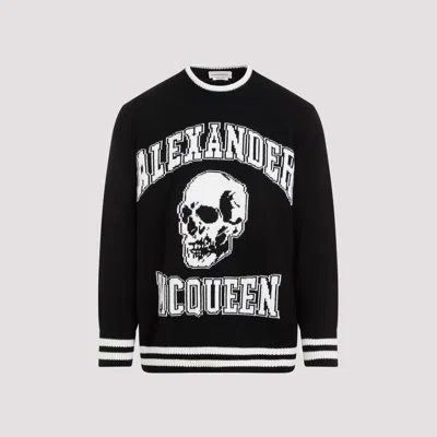 Alexander Mcqueen Black Logo Wool Sweater