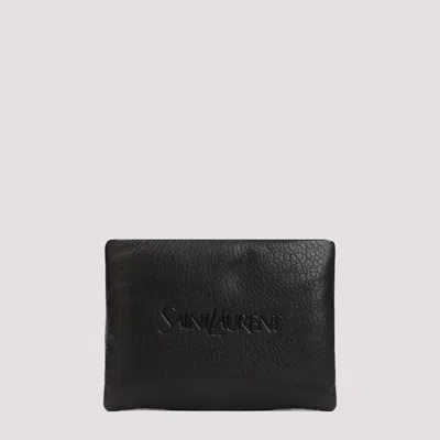 Saint Laurent Black Logoed Leather Pouch