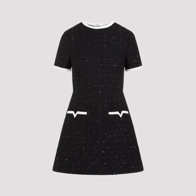 Valentino Black Lurex Glaze Tweed Mini Dress