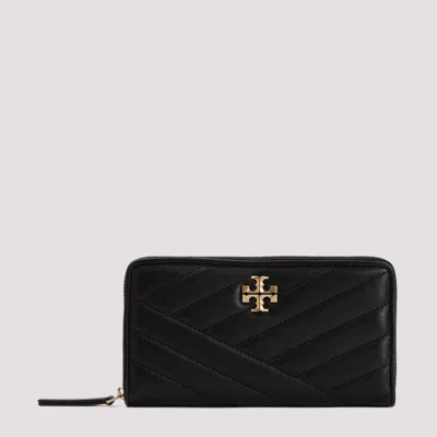 Tory Burch Black Matelasse Lamb Leather Kira Chevron Zip Continental Wallet