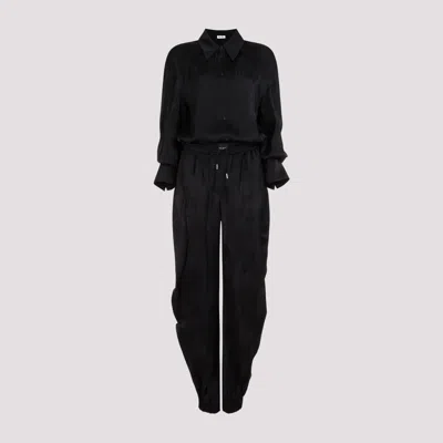 Attico Black Overall Viscose Jumpsuit