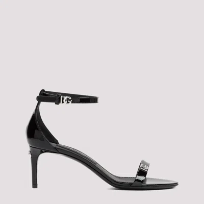 Dolce & Gabbana Black Patent Calf Leather Sandals