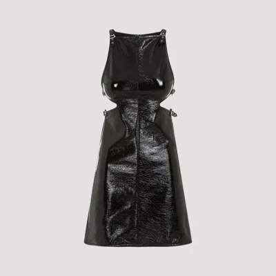 Courrèges Black Slash Buckle Vinyl Cotton Dress