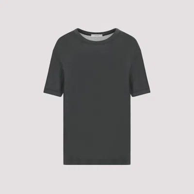 Lemaire T-shirt In Green Silk In Black