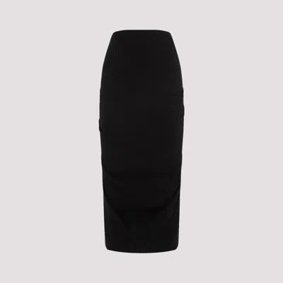 Dries Van Noten Sonata Ruched Wool Blend Midi Skirt In Black