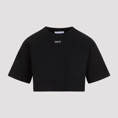 Off-white Black Stamp Cropped Cotton T-shirt