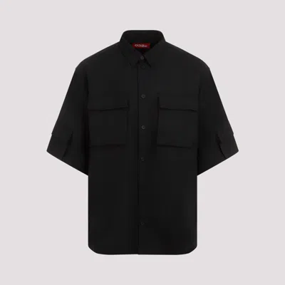 032c Black Tailored Flap Pocket Wool Shirt