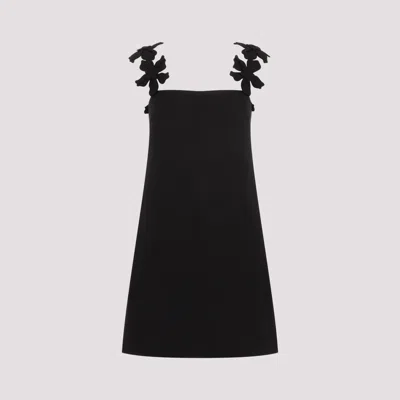 Valentino Black Virgin Wool Embroidered Dress
