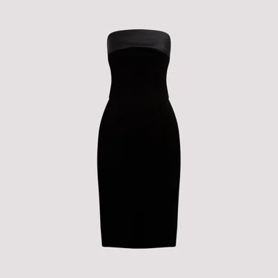 Saint Laurent Black Viscose Midi Dress