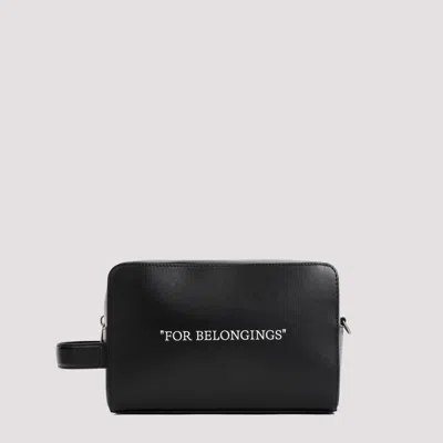 Off-white Black White Quote Bookish Calf Leather Toiletry Pouch