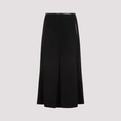Saint Laurent Wool Midi Skirt In Black