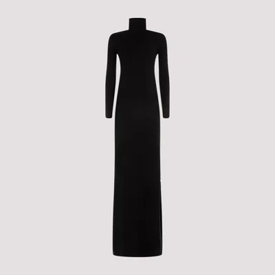 Saint Laurent Wool Long Dress In Black