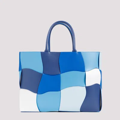 Bottega Veneta Color Blocked Distorted Arco Tote Bag In Blue