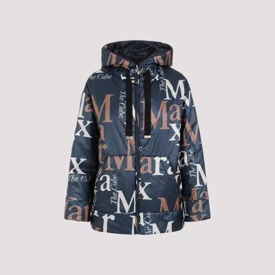 Max Mara The Cube Blue Maxi Logo Padded Jacket