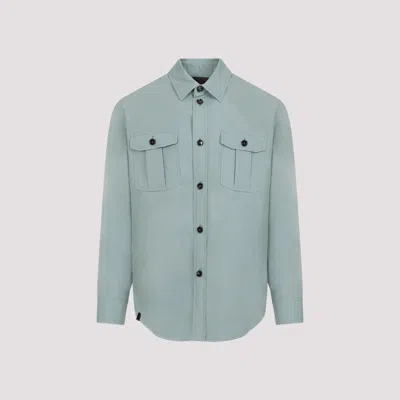 Brioni Blue Water Silk Shirt