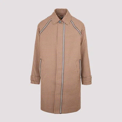 Berluti Check Printed Coat In Brown