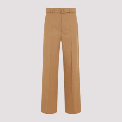 Dries Van Noten Camel Paulson Polyester Trousers In Brown