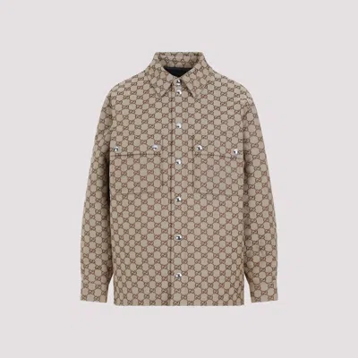 Gucci Gg Canvas Shirt In Nude & Neutrals