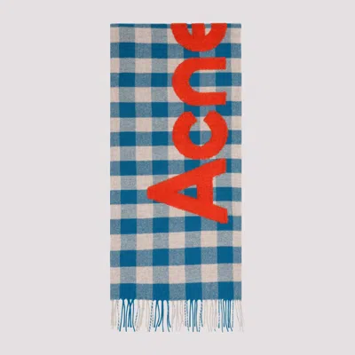 Acne Studios Carbon And Grey Wool Scarf In Blue