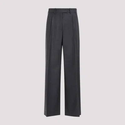 The Row Charcoal Melange Roan Wool Trousers In Grey