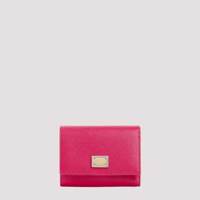 Dolce & Gabbana Ciclamino Leather French Flap Wallet In Burgundy