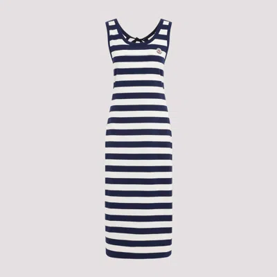 Moncler Striped Cotton Jersey Midi Dress In Navy